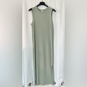 Light Sage green pleated maxi dress